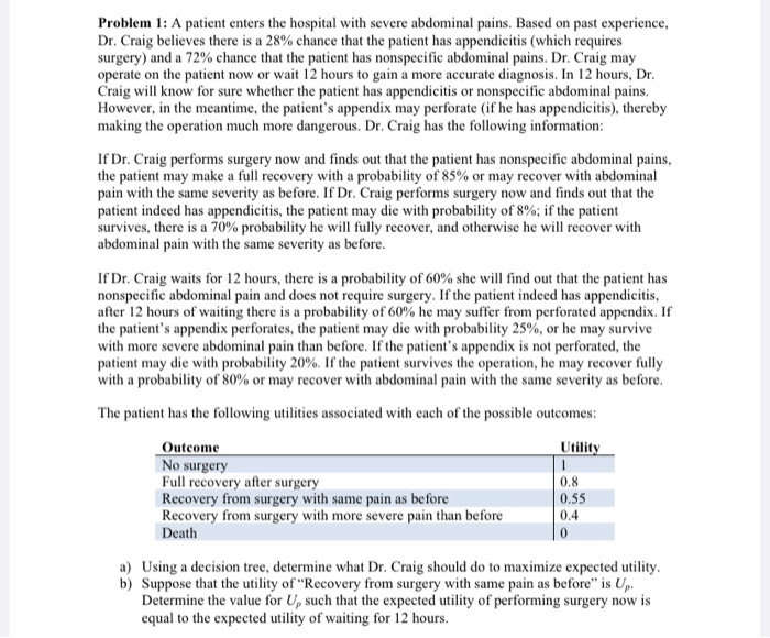 Solved Problem 1: A patient enters the hospital with severe | Chegg.com