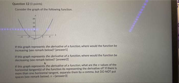 Solved Question 12 (3 points) Consider the graph of the | Chegg.com