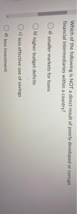 Solved Which of the following is NOT a direct result of | Chegg.com