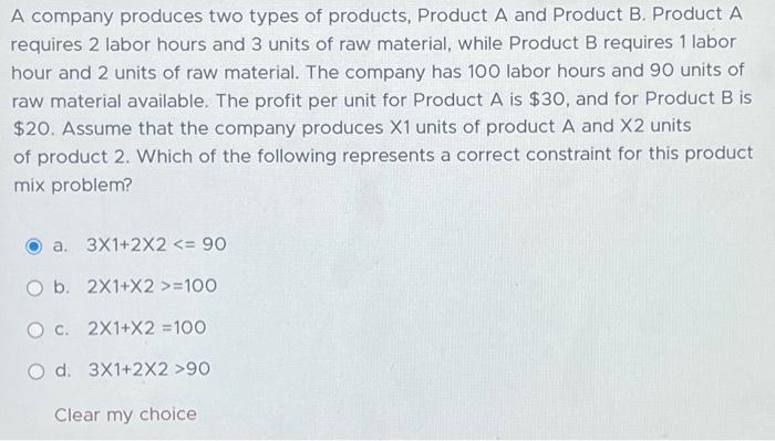 solved-a-company-produces-two-types-of-products-product-a-chegg