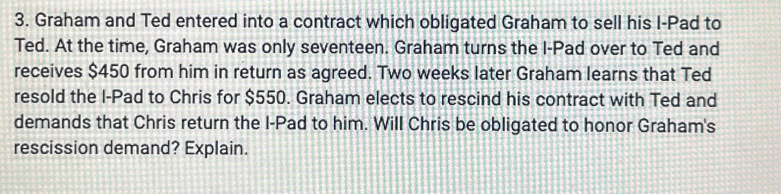 Solved Graham and Ted entered into a contract which | Chegg.com
