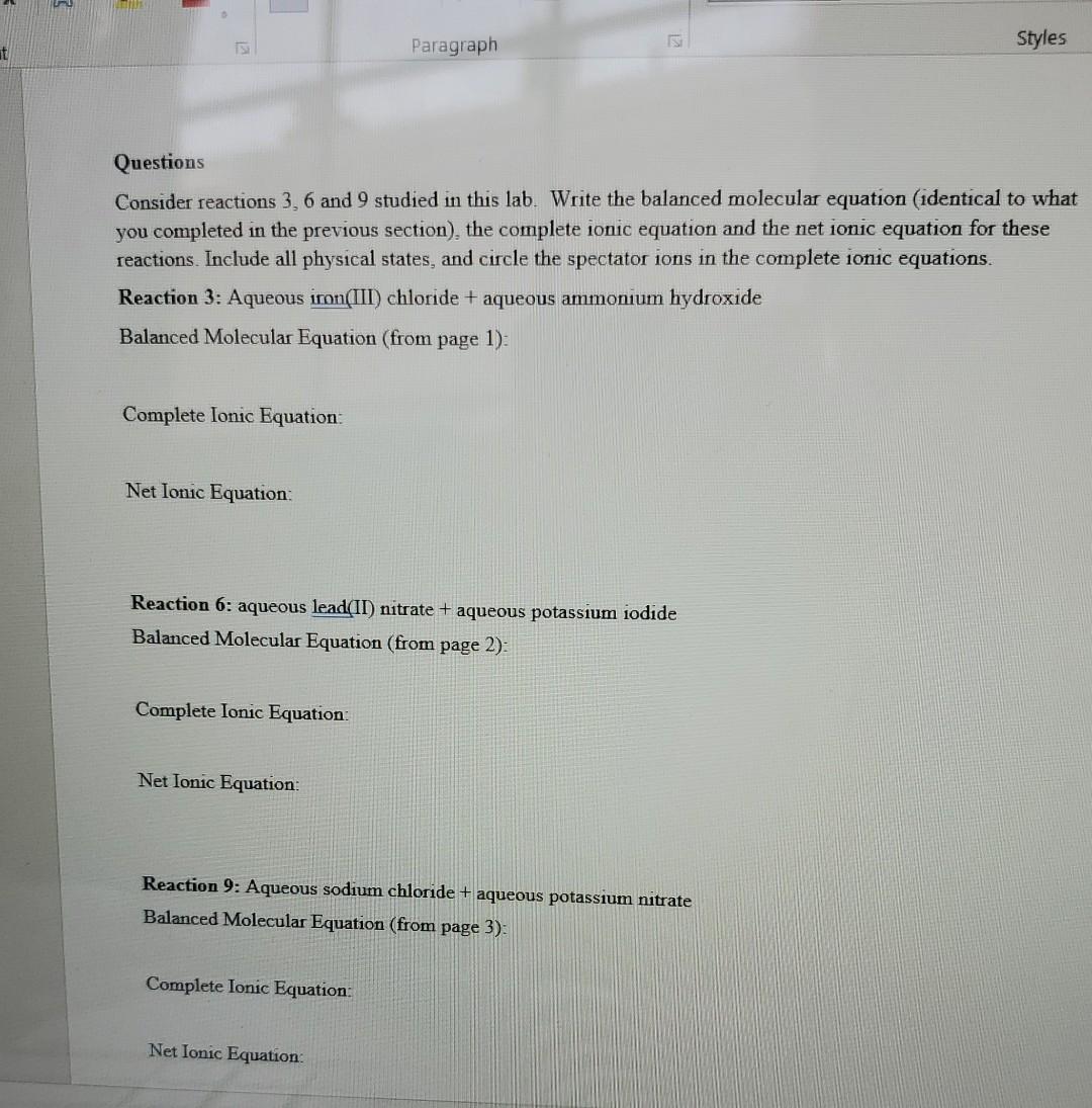 Solved Paragraph 5: aqueous magnesium sulfate + aqueous | Chegg.com