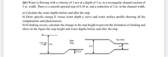 Solved Q1) Water is flowing with a velocity of 3 m/s at a | Chegg.com