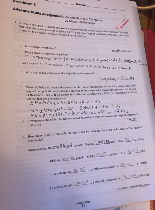 Experiment 5 Section Advance Study Assignments 