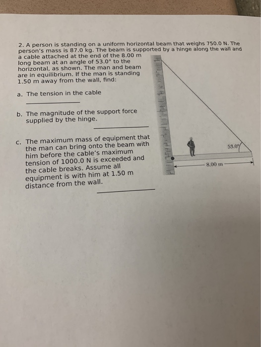 2 A Person Is Standing On A Uniform Horizontal Beam Chegg 