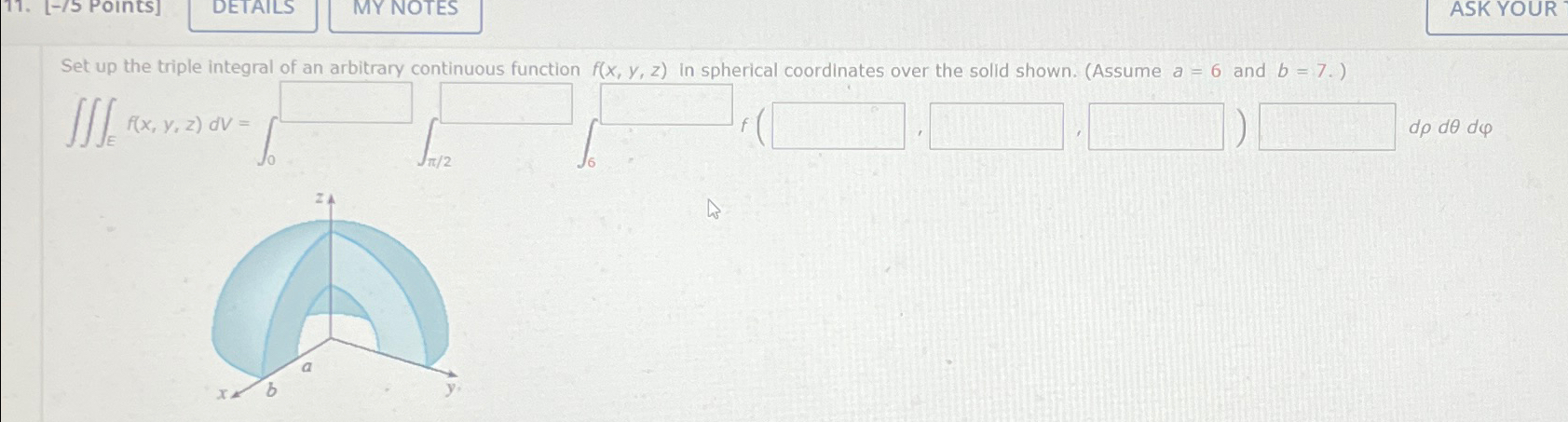 Solved Set up the triple integral of an arbitrary continuous | Chegg.com