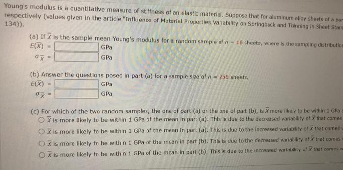 Solved ASK YOUR TEACHER Youngmodulus quantitative measure of | Chegg.com