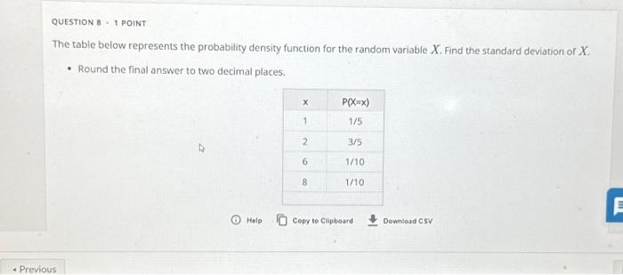 Solved The table below represents the probability density | Chegg.com