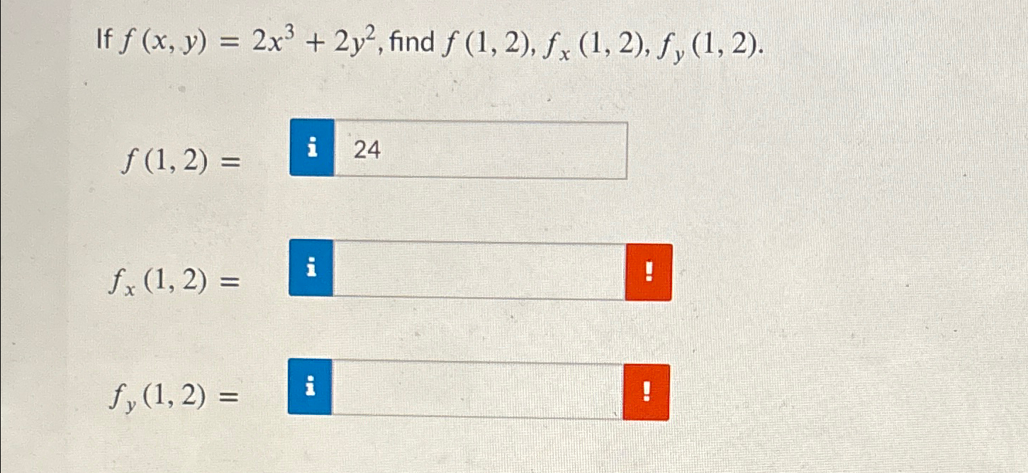 Solved If f(x,y)=2x3+2y2, ﻿find | Chegg.com