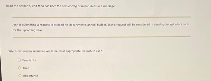 Read the scenario, and then answer the corresponding | Chegg.com