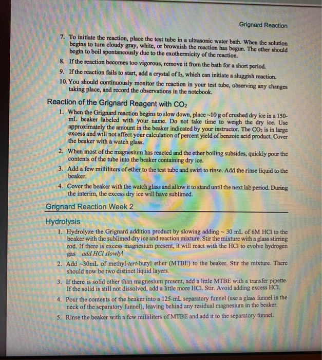 Grignard synthesis of triphenylmethanol and benzoic acid lab report image