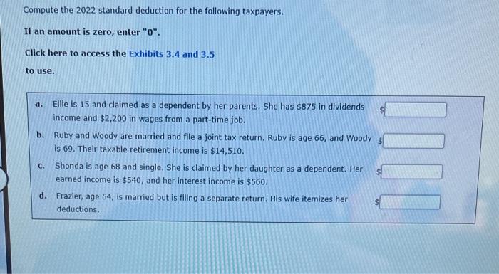 Solved a. Ellie is 15 and claimed as a dependent by her | Chegg.com