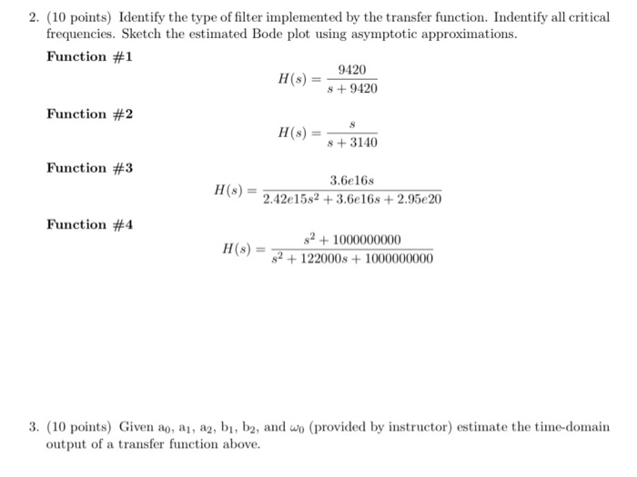 Solved 2. (10 points) Identify the type of filter | Chegg.com