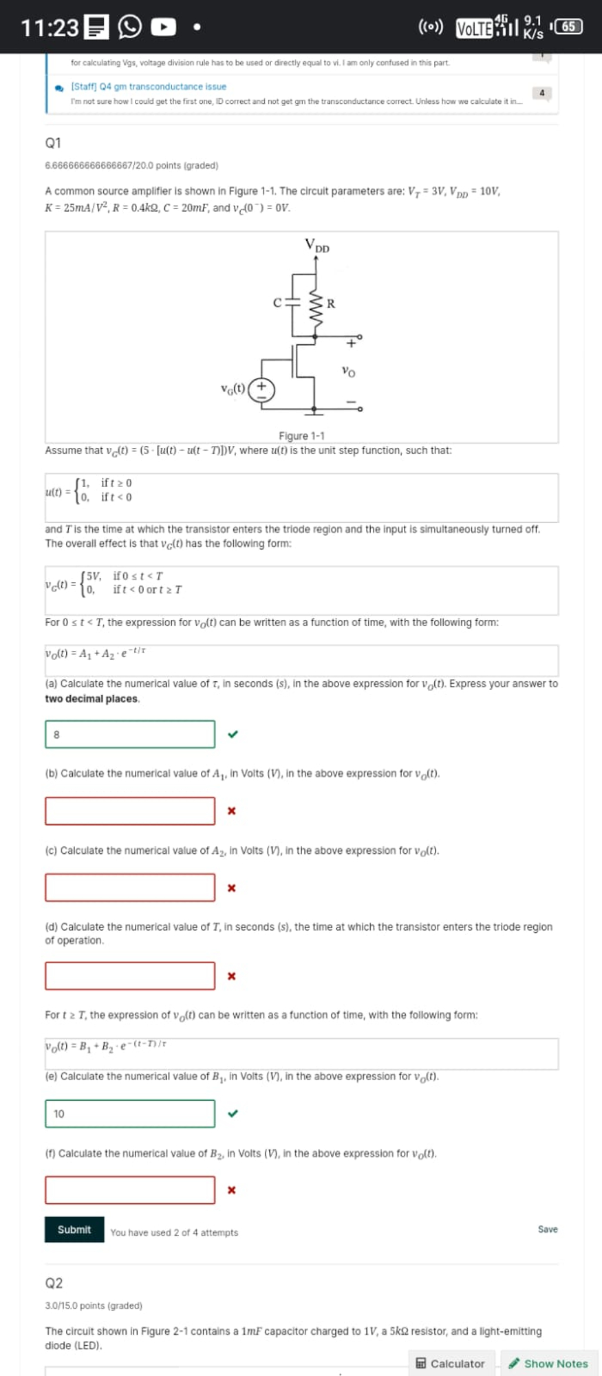 Solved A common source amplifier is shown in Figure 1-1. | Chegg.com