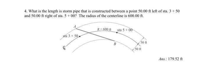 Solved 4. What is the length is storm pipe that is | Chegg.com