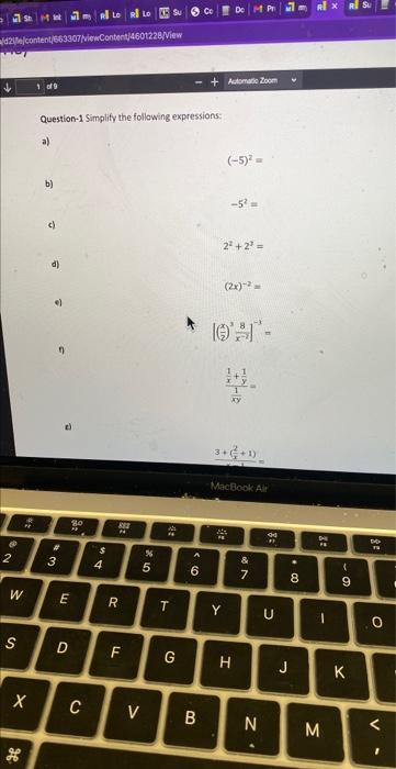 Solved Question-1 Simplify The Following Expressions: A) | Chegg.com