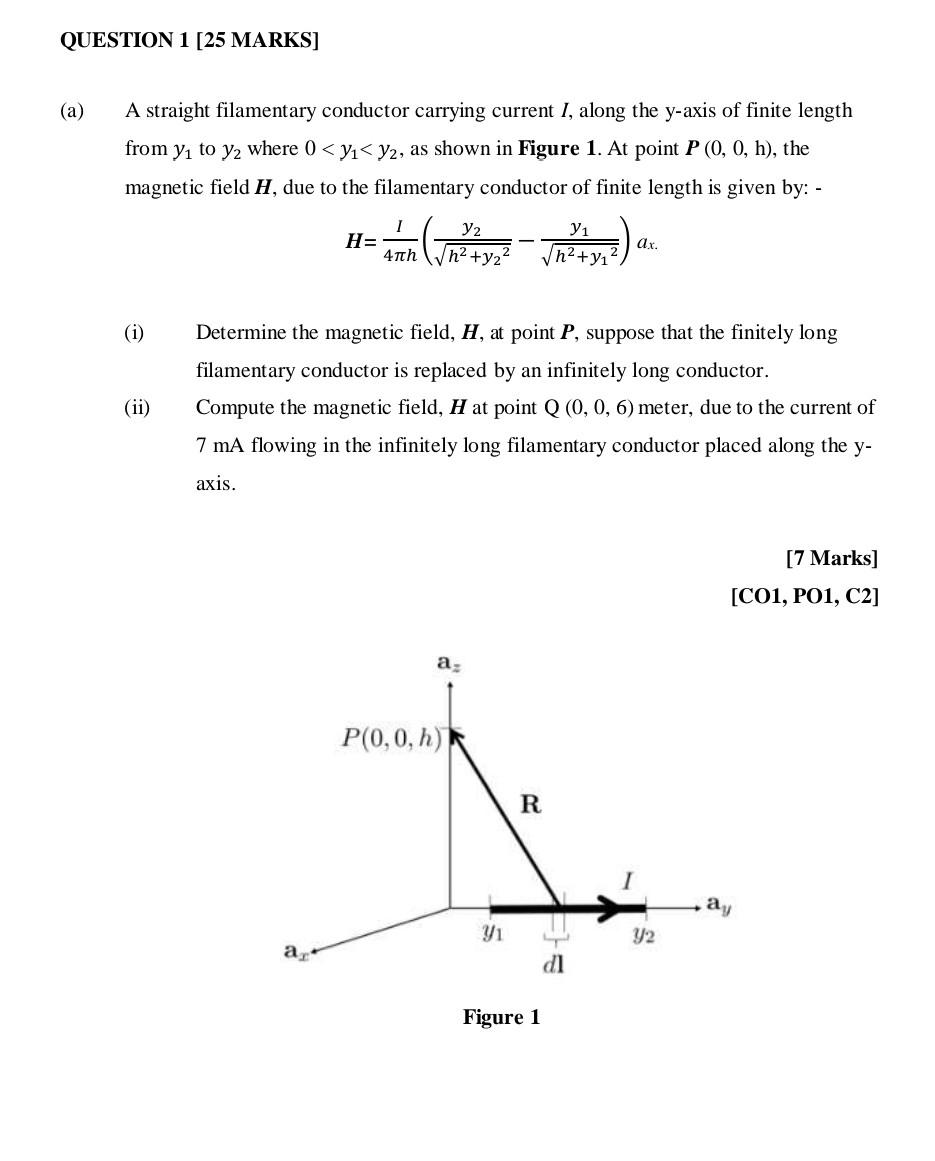 Solved (a) A Straight Filamentary Conductor Carrying Current | Chegg.com