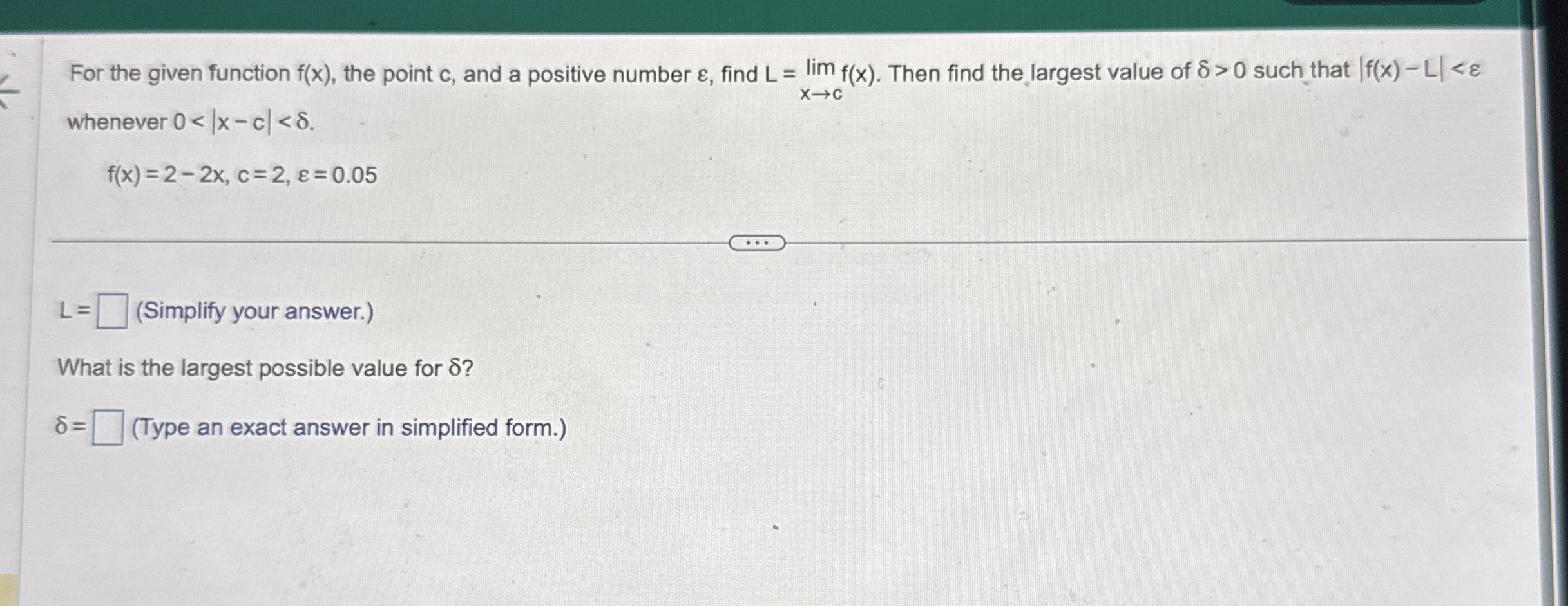 Solved For the given function f(x), ﻿the point c, ﻿and a | Chegg.com