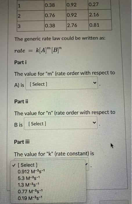 Solved 3 Parts Consider a generic reaction with the | Chegg.com