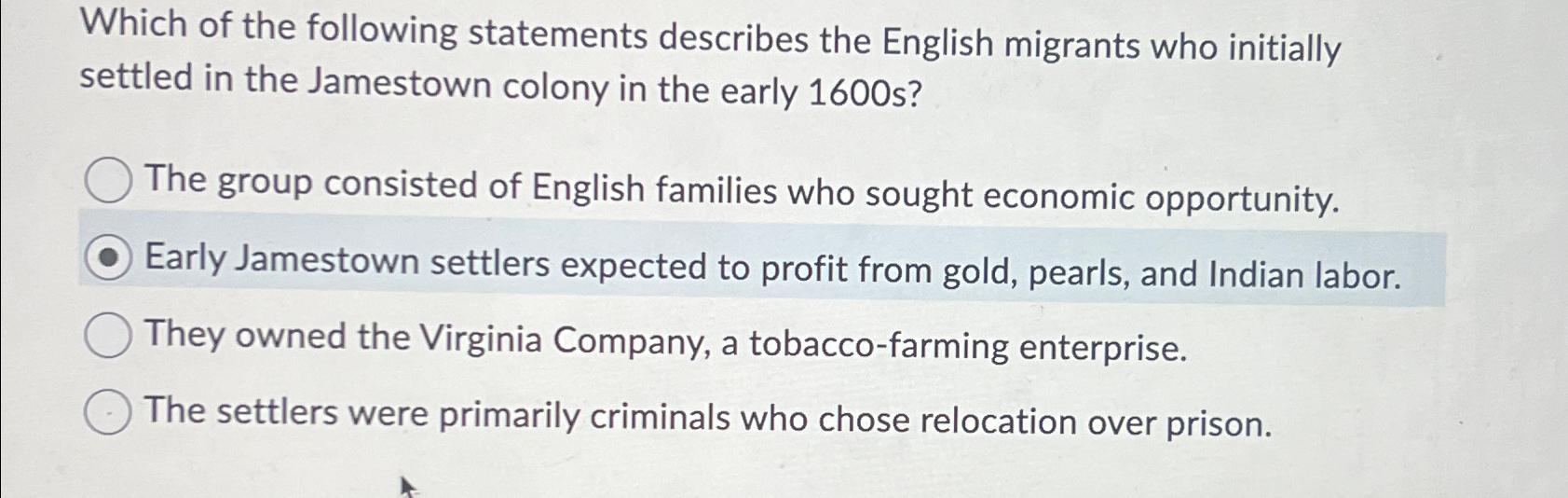 Solved Which of the following statements describes the