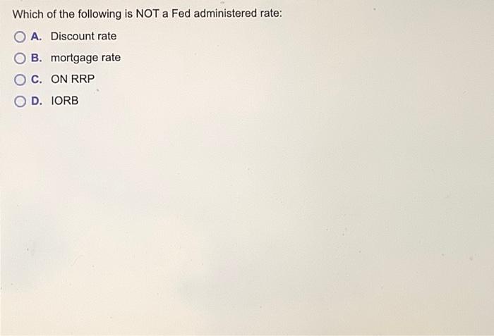 Solved Which of the following is NOT a Fed administered | Chegg.com