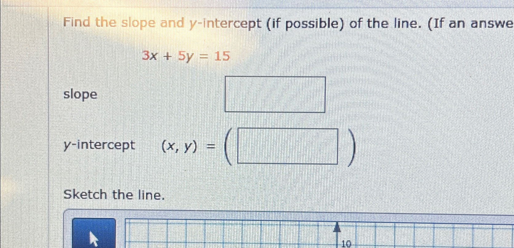 find the slope and y intercept of the line 3x 4y 5