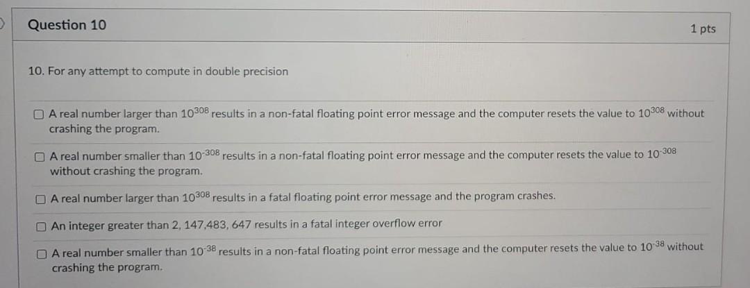 Solved D Question 9 1 pts 9. Choose which of the following | Chegg.com