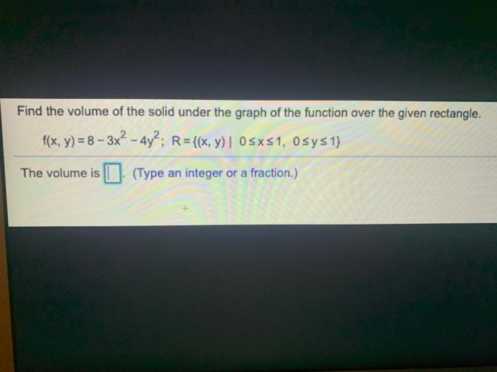 Solved Find the volume of the solid under the graph of the | Chegg.com