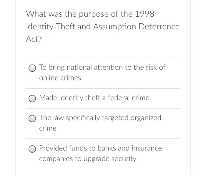 the identity theft and assumption deterrence act
