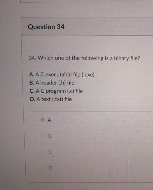 Solved Question 34 34 Which One Of The Following Is A Chegg Com