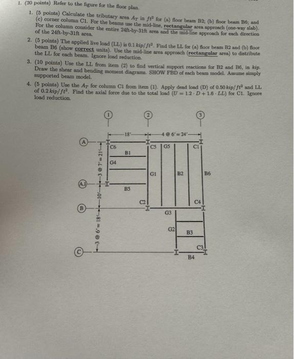 Solved 1. (20 points) Refer to the figure for the floor | Chegg.com