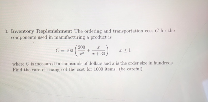 Solved 3. Inventory Replenishment The ordering and | Chegg.com