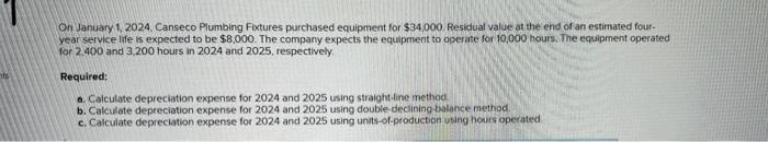 Solved On January 1 2024 Canseco Plumbing Fixtures Chegg Com   Image