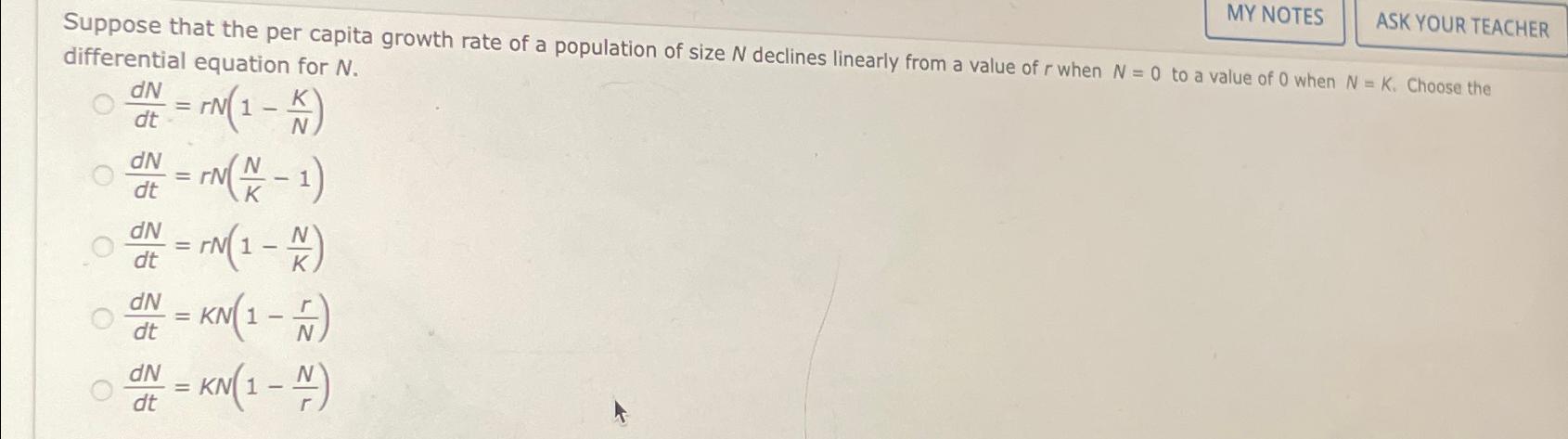 Solved Suppose that the per capita growth rate of a | Chegg.com