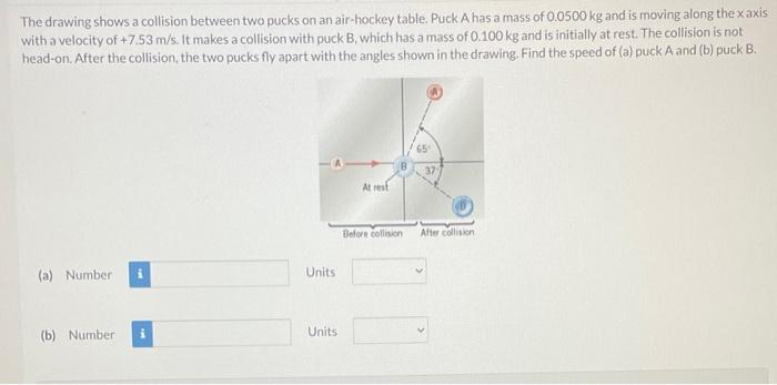 Solved The drawing shows a collision between two pucks on an | Chegg.com