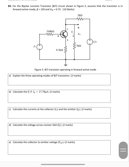 Solved BS. For the Bipolar Junction Transistor (BJT) circuit Circuit Diagram
