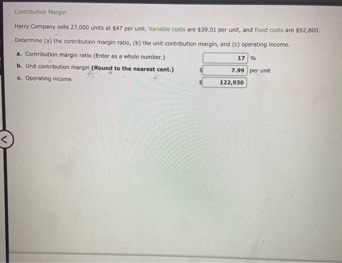 Solved Contribution Margin Harry Company sells 27,000 units