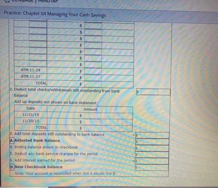 Solved Chapter 4 Financial Planning Exercise 6 Checking | Chegg.com