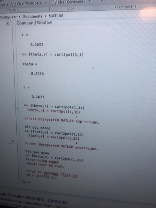 Solved Lab #1 Question #5 IN MATLAB EXPRESS 1+34 AND 1-3J IN | Chegg.com