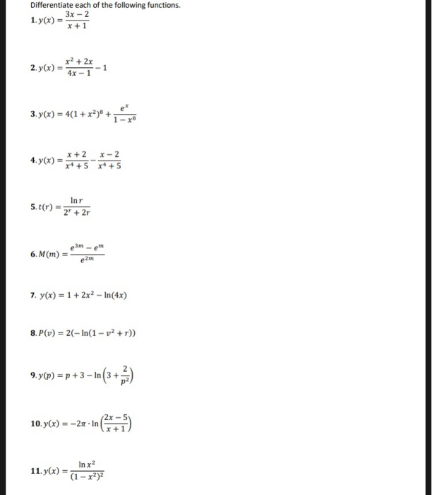 Differentiate Each Of The Following Functions 3x 2 Chegg Com