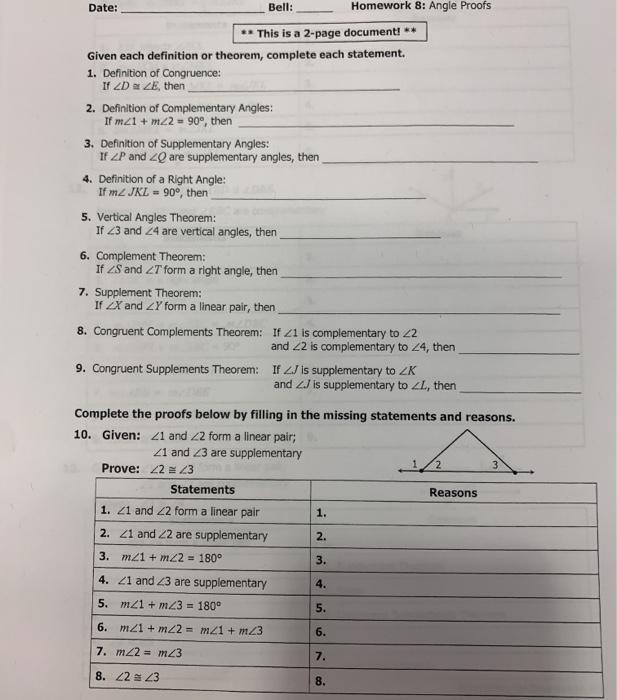 angle proofs homework 8