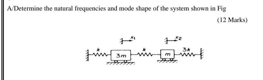 Solved A/Determine the natural frequencies and mode shape of | Chegg.com