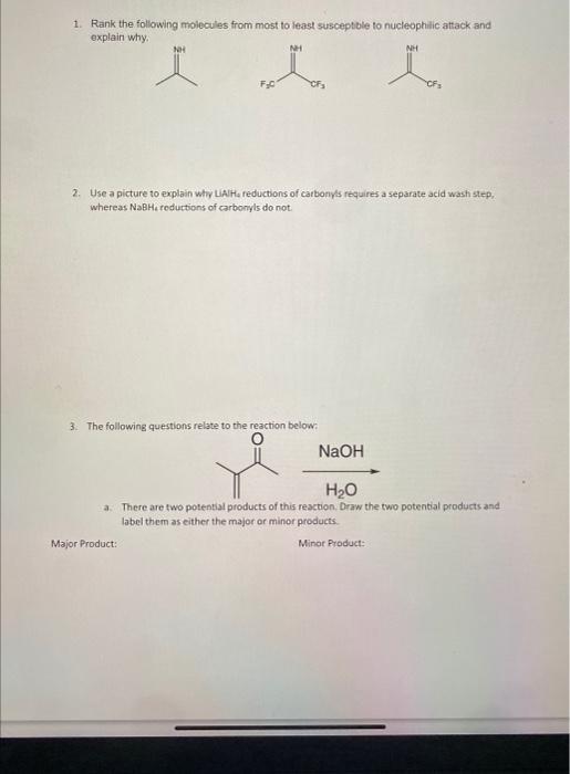 Solved 1. Rank The Following Molecules From Most To Least | Chegg.com