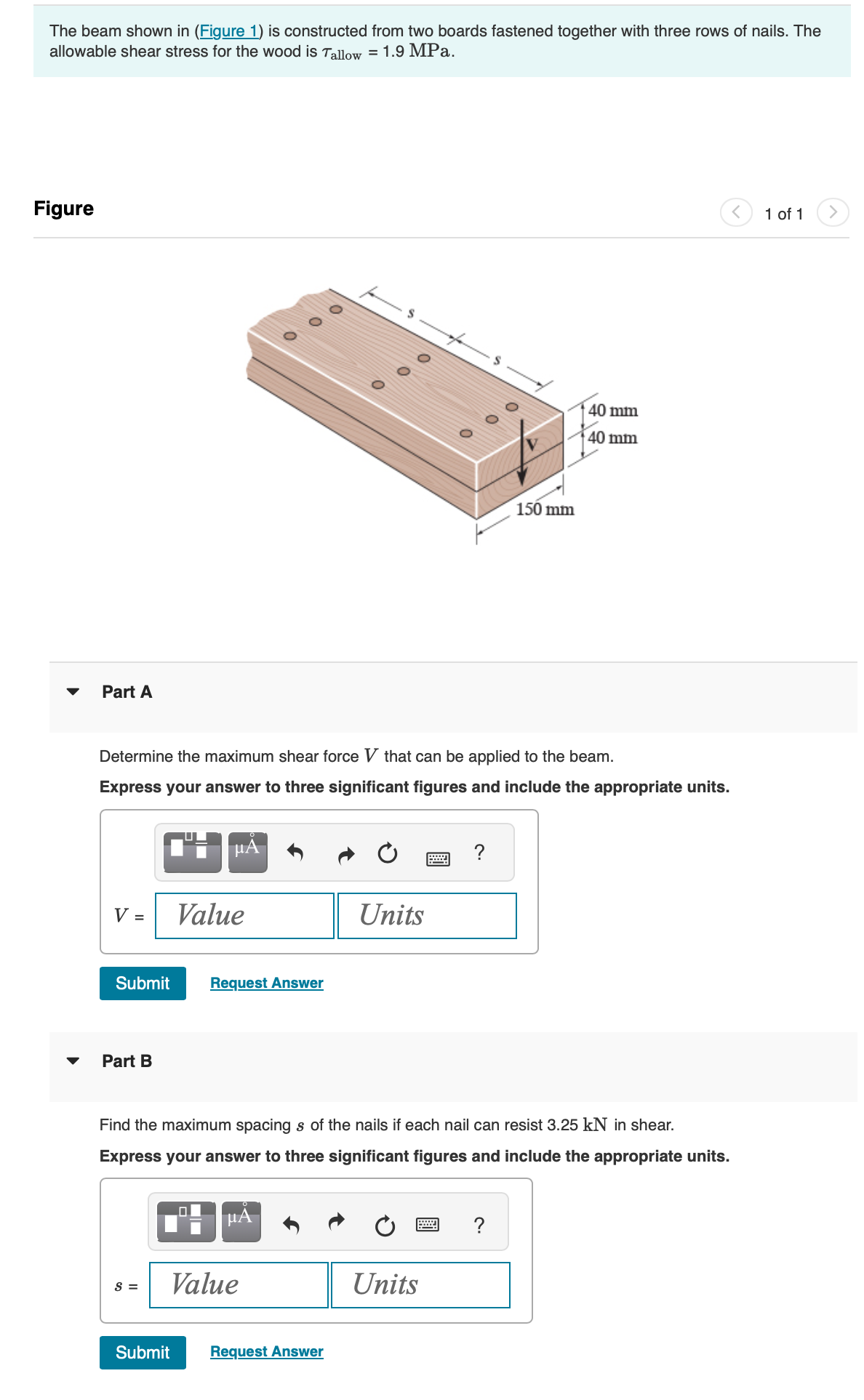 Solved The beam shown in (Figure 1) ﻿is constructed from two | Chegg.com