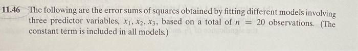 46 The following are the error sums of squares | Chegg.com