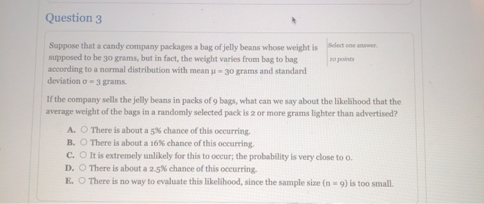 Solved Question 3 Select one answer 10 points Suppose that a | Chegg.com