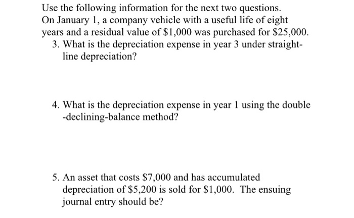Solved Use the following information for the next two | Chegg.com