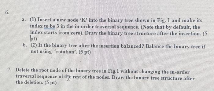 Solved 6(a). (1) Insert a new node ‘K’ into the binary tree | Chegg.com