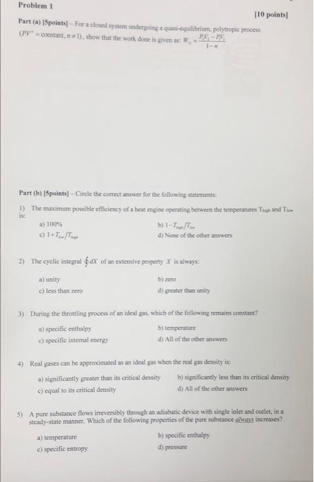 Solved Problem 1 110 points Part(a) Speints- For a closed | Chegg.com