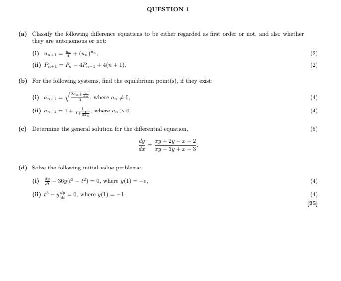 Solved (a) Classify the following difference equations to be | Chegg.com